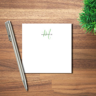 Elegantes modernes weiß-grünes Skript-Monogramm Post-it Klebezettel