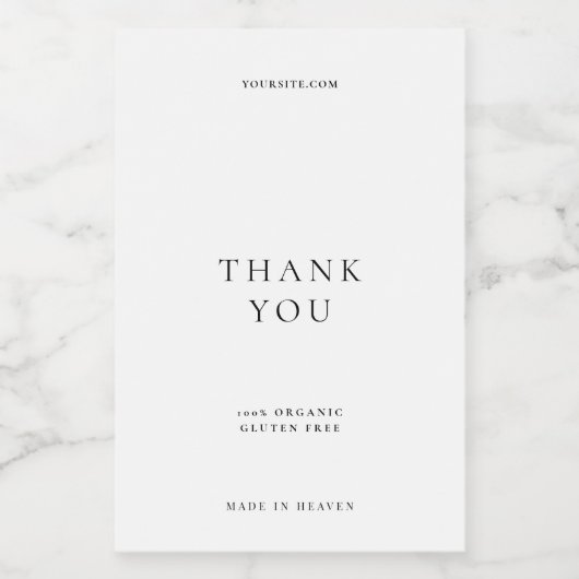 Elegantes modernes Weiß Minimalistisch Danke Lebensmitteletikett (Einzelnes Label)