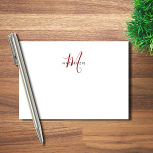 Elegantes modernes weiß-rotes Schriftmonogramm Post-it Klebezettel