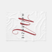 Elegantes modernes weiß-rotes Skript-Monogramm Fleecedecke (Vorderseite (Horizontal))