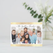 Elegantes, modernes Weiß und Gold ergänzen Ihr Fot Postkarte (Stehend Vorderseite)