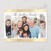 Elegantes, modernes Weiß und Gold ergänzen Ihr Fot Postkarte (Vorderseite)