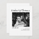 Elegantes, modernes, weißes Foto Save The Date (Vorne/Hinten)