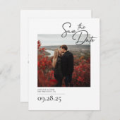 Elegantes, modernes, weißes Foto Save The Date (Vorne/Hinten)