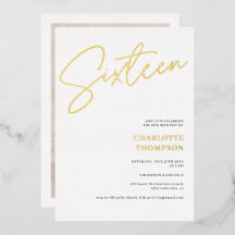 Elegantes modernes weißes Foto Sweet 16 gold
