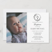 Elegantes, modernes Weißes Foto - Taufe Einladung (Vorderseite)