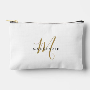 Elegantes modernes weißes Gold-Schriftmonogramm Zubehörtasche