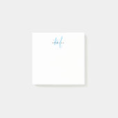 Elegantes modernes weißes Himmelblau-Script-Monogr Post-it Klebezettel (Vorderseite)