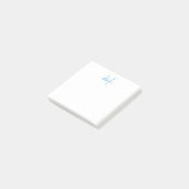 Elegantes modernes weißes Himmelblau-Script-Monogr Post-it Klebezettel (angewinkelt)