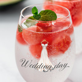 Elegantes, modernes weißes Hochzeitstreukleid Weinglas Ohne Stiel