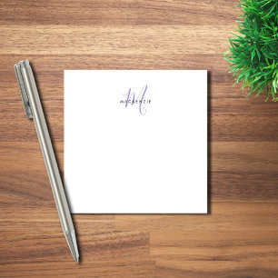 Elegantes modernes weißes Lavendel-Schriftmonogram Post-it Klebezettel