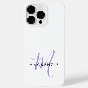 Elegantes modernes weißes Lavendel-Script-Monogram Case-Mate iPhone 14 Pro Max Hülle