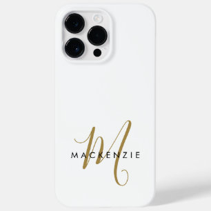 Elegantes modernes weißgoldenes Schriftmonogramm Case-Mate iPhone 14 Pro Max Hülle