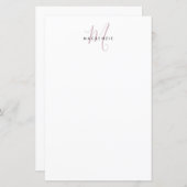 Elegantes, modernes White Blush Pink Script Monogr (Vorne/Hinten)