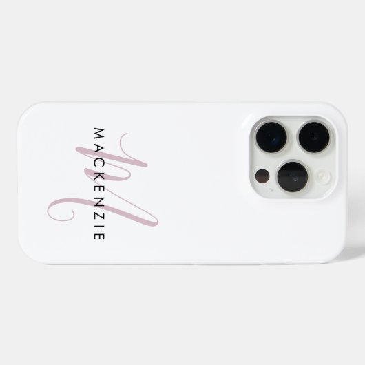 Elegantes, modernes White Blush Pink Script Monogr Case-Mate iPhone Hülle (Rückseite (Horizontal))