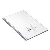 Elegantes, modernes White Blush Pink Script Monogr Notizblock (Rechte Seite)