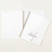 Elegantes, modernes White Blush Pink Script Monogr Planer (Anzeige)