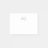 Elegantes, modernes White Blush Pink Script Monogr Post-it Klebezettel (Vorderseite)