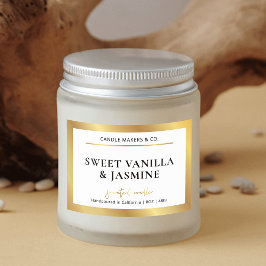 Elegantes, modernes White & Gold Packaging Candle  Lebensmitteletikett