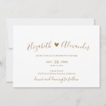 Elegantes, modernes White Gold Script Heart Weddin