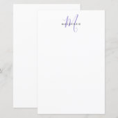 Elegantes, modernes White Lavender Script Monogram (Vorne/Hinten)