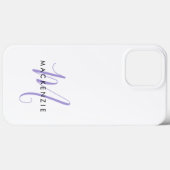 Elegantes, modernes White Lavender Script Monogram Case-Mate iPhone Hülle (Rückseite (Horizontal))