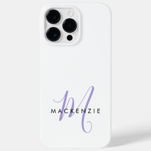 Elegantes, modernes White Lavender Script Monogram Case-Mate iPhone Hülle (Rückseite)