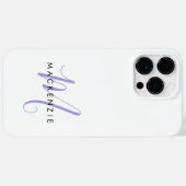 Elegantes, modernes White Lavender Script Monogram Case-Mate iPhone Hülle (Rückseite (Horizontal))