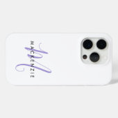 Elegantes, modernes White Lavender Script Monogram Case-Mate iPhone Hülle (Rückseite (Horizontal))