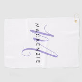 Elegantes, modernes White Lavender Script Monogram Golfhandtuch (Horizontal)