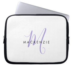 Elegantes, modernes White Lavender Script Monogram Laptopschutzhülle