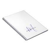 Elegantes, modernes White Lavender Script Monogram Notizblock (Rechte Seite)
