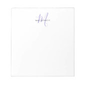 Elegantes, modernes White Lavender Script Monogram Notizblock (Vorderseite)
