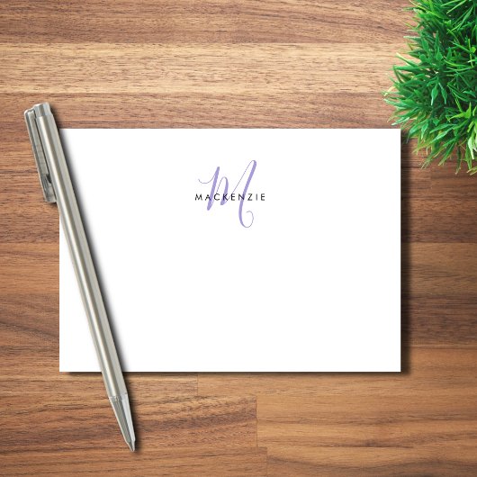 Elegantes, modernes White Lavender Script Monogram Post-it Klebezettel