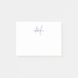 Elegantes, modernes White Lavender Script Monogram Post-it Klebezettel