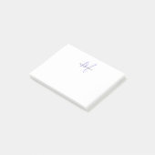 Elegantes, modernes White Lavender Script Monogram Post-it Klebezettel (angewinkelt)