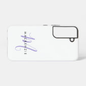 Elegantes, modernes White Lavender Script Monogram Samsung Galaxy Hülle (Rückseite (Horizontal))
