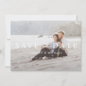 Elegantes, modernes White Overlay 2 Foto Hochzeit Save The Date (Vorderseite)