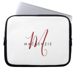 Elegantes, modernes White Script Monogram Laptopschutzhülle