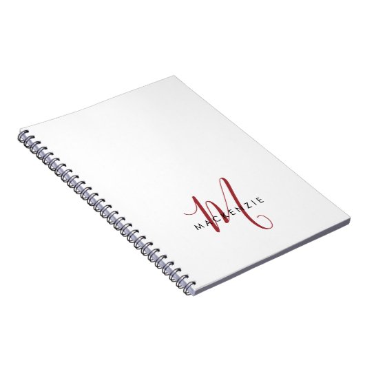 Elegantes, modernes White Script Monogram Notizblock (Rechte Seite)