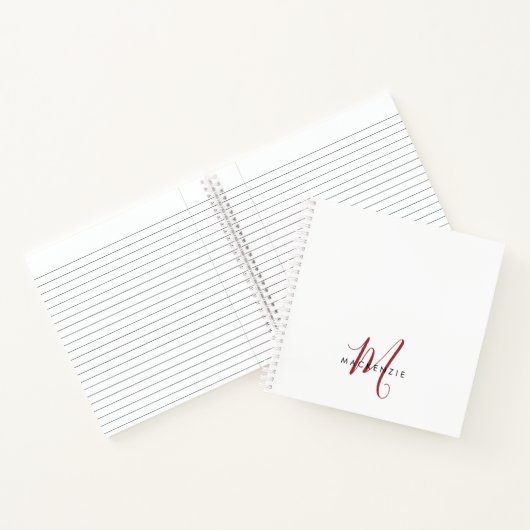 Elegantes, modernes White Script Monogram Notizblock (Innenseite)