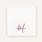 Elegantes, modernes White Script Monogram Notizblock (Vorderseite)