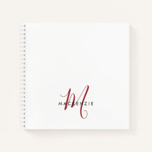 Elegantes, modernes White Script Monogram Notizblock