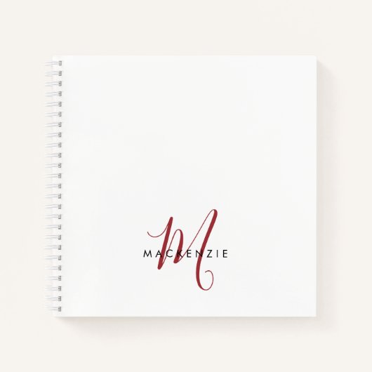 Elegantes, modernes White Script Monogram Notizblock (Vorderseite)