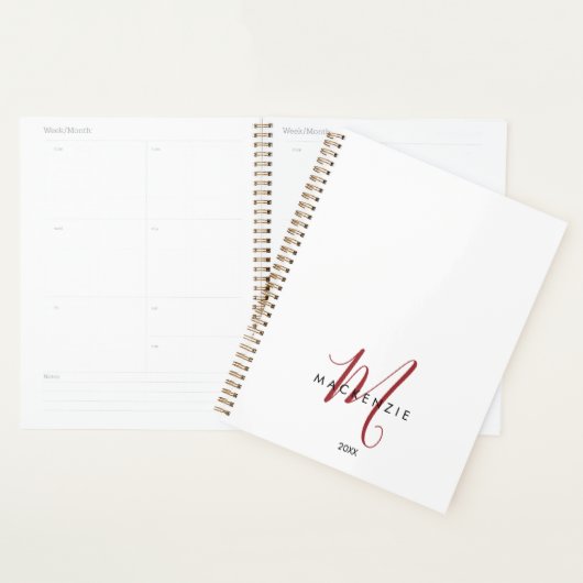 Elegantes, modernes White Script Monogram Planer (Anzeige)