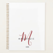 Elegantes, modernes White Script Monogram Planer (Vorderseite)