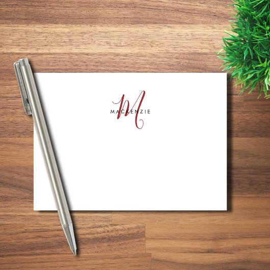 Elegantes, modernes White Script Monogram Post-it Klebezettel