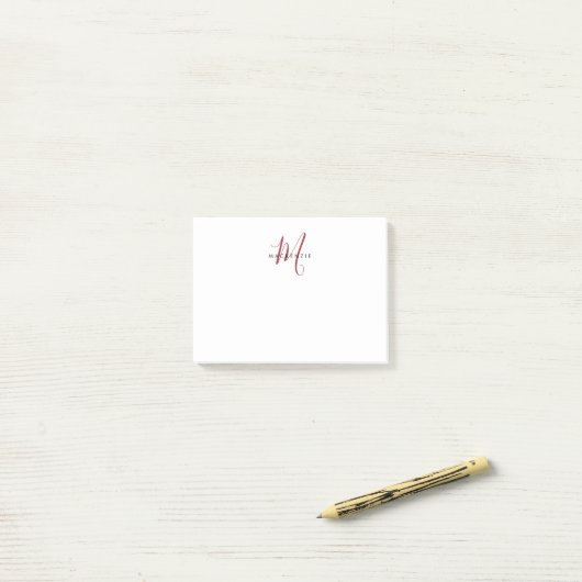 Elegantes, modernes White Script Monogram Post-it Klebezettel (Auf Schreibtisch)