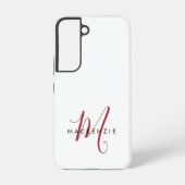 Elegantes, modernes White Script Monogram Samsung Galaxy Hülle (Rückseite)