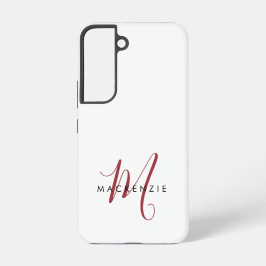 Elegantes, modernes White Script Monogram Samsung Galaxy Hülle (Rückseite)